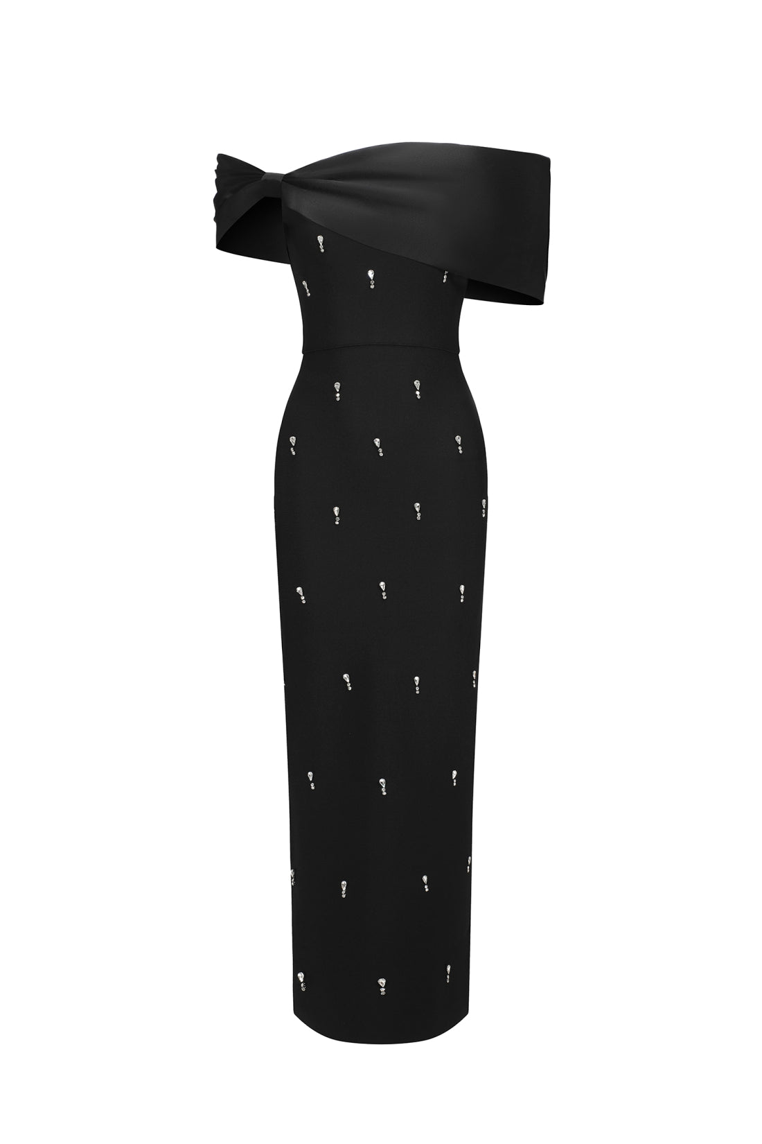 Sleeveless One Shoulder Diamond Bow Bandage Maxi Dress