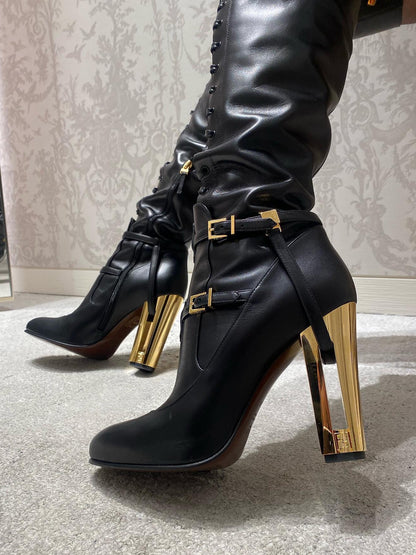 Metal Accent Over-the-knee Boots