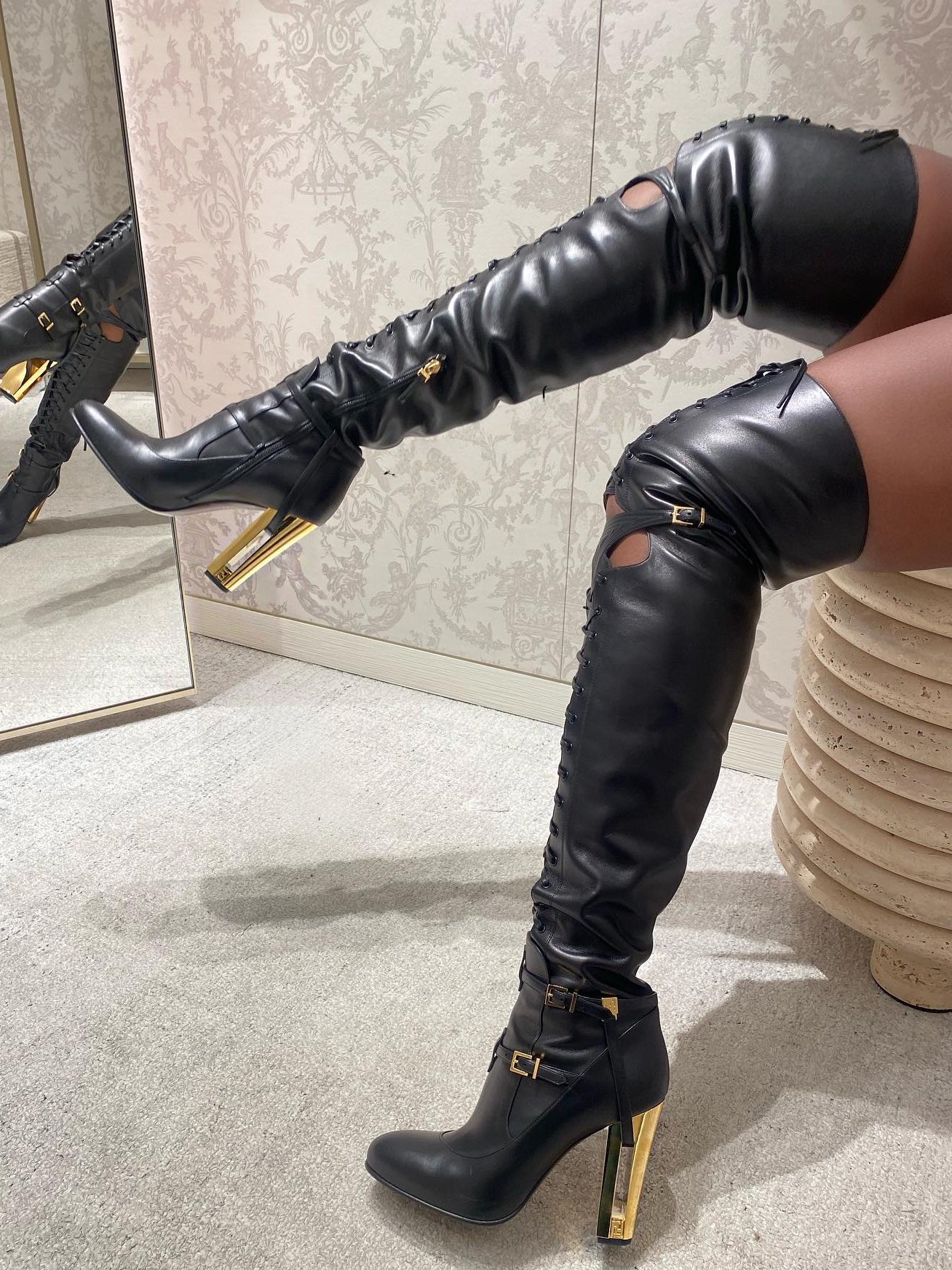 Metal Accent Over-the-knee Boots