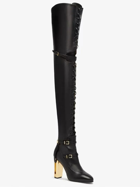 Metal Accent Over-the-knee Boots