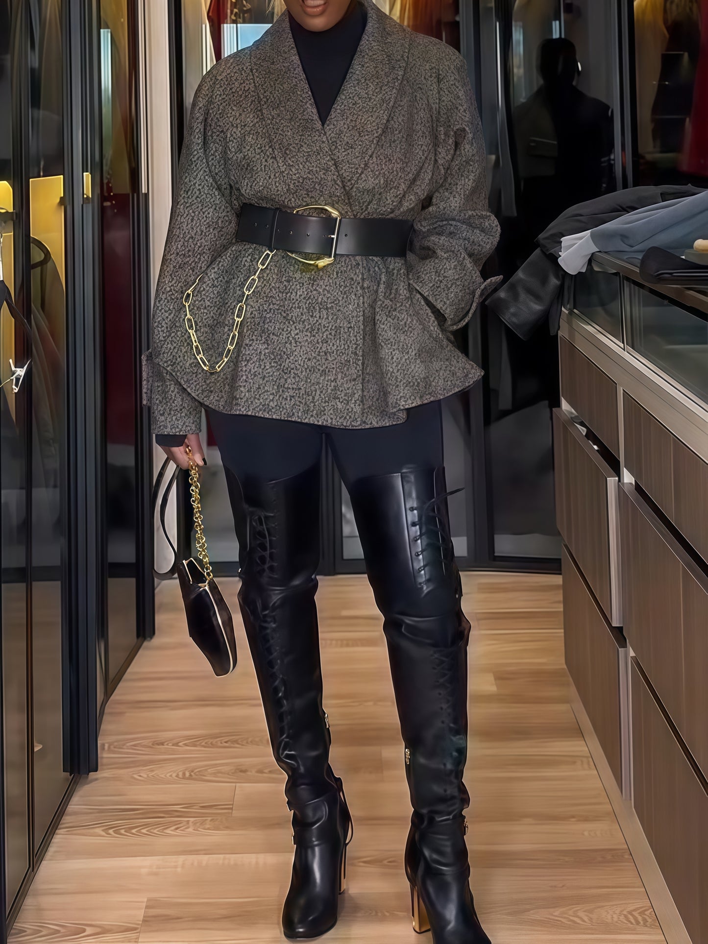 Double-breasted Herringbone Wool-blend Blazer