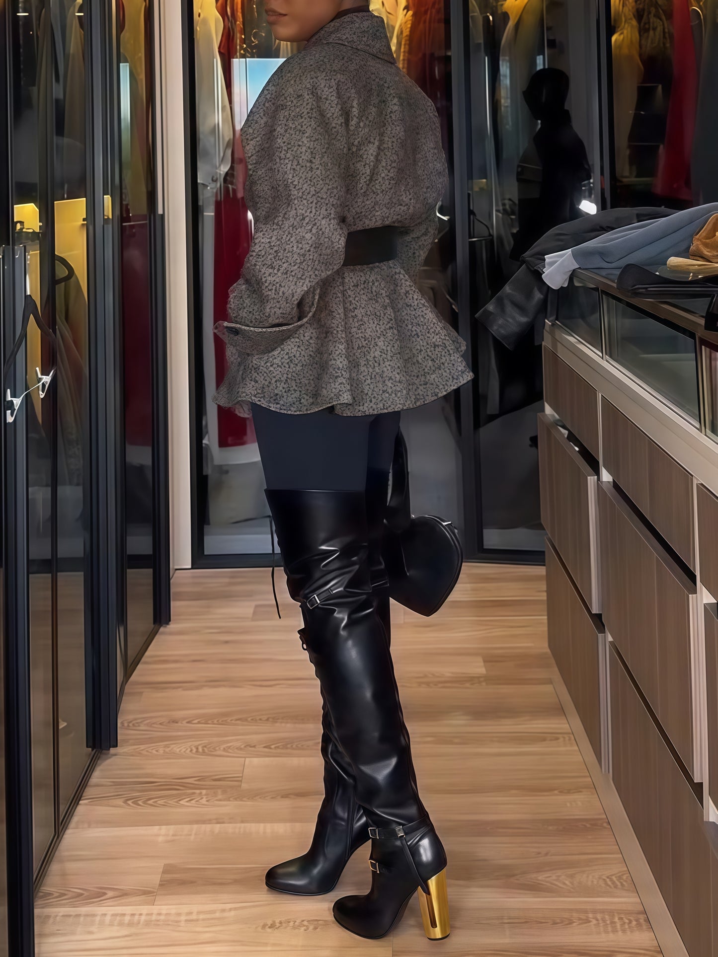 Double-breasted Herringbone Wool-blend Blazer