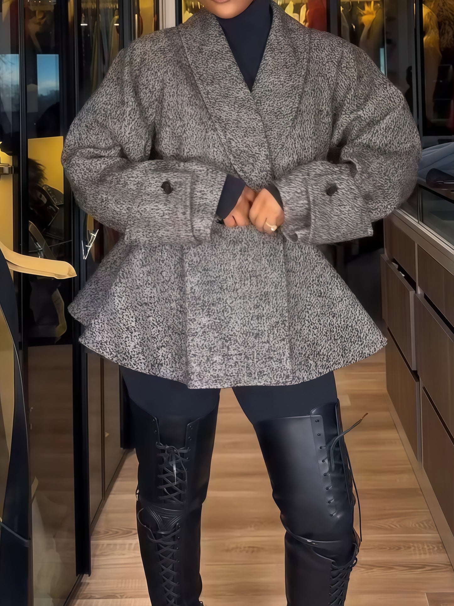 Double-breasted Herringbone Wool-blend Blazer