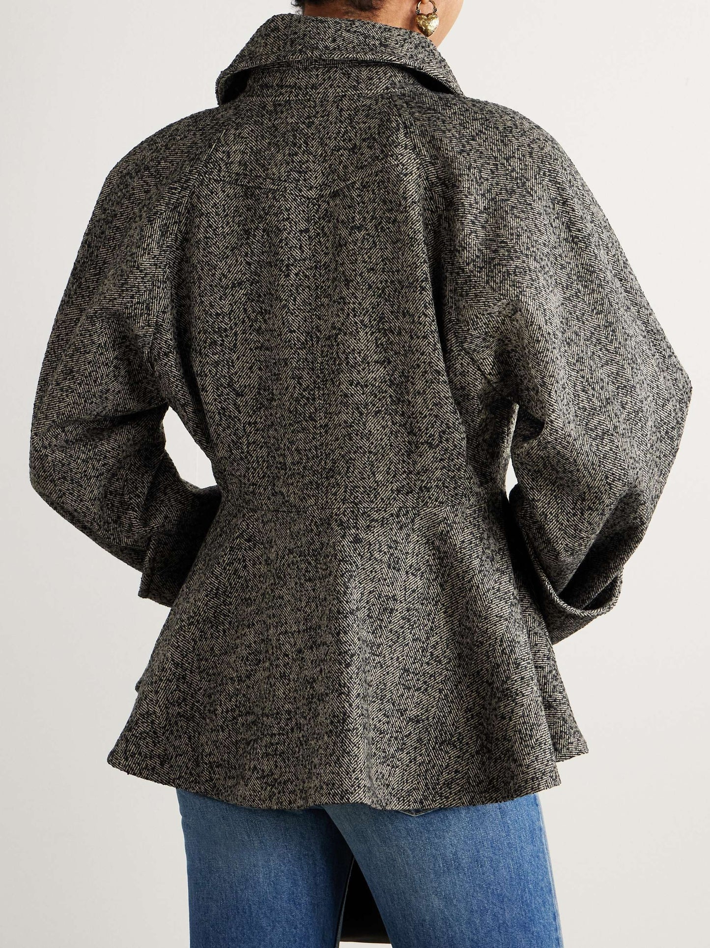 Double-breasted Herringbone Wool-blend Blazer