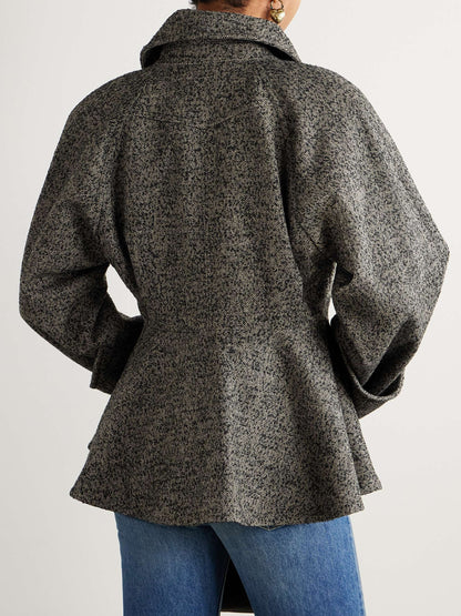 Double-breasted Herringbone Wool-blend Blazer