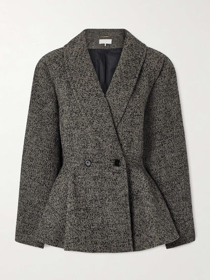 Double-breasted Herringbone Wool-blend Blazer