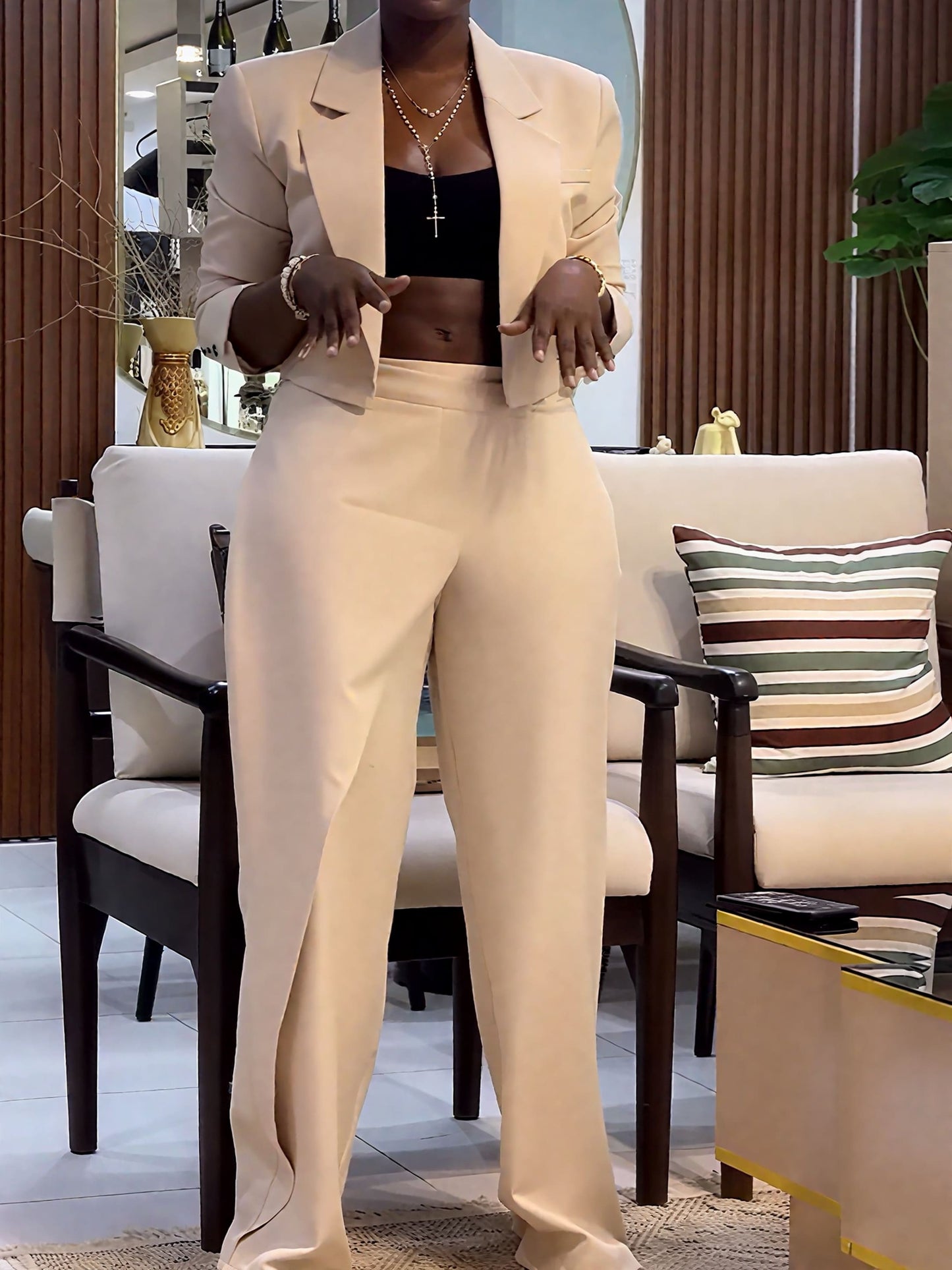 Short Blazer and Trousers Set