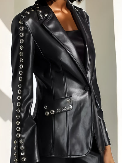 Studded Leather Jacket Blazer