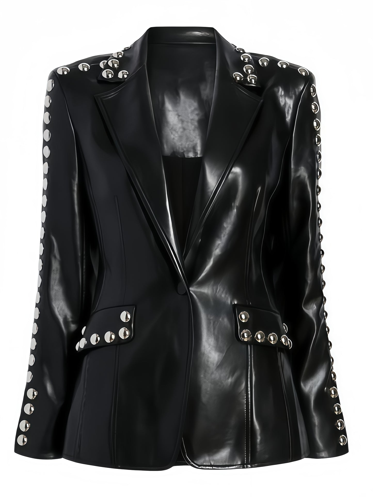 Studded Leather Jacket Blazer