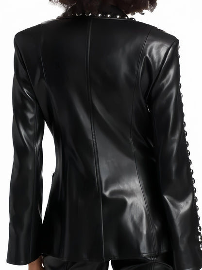 Studded Leather Jacket Blazer