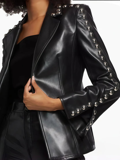 Studded Leather Jacket Blazer