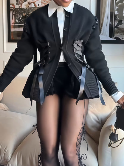 Sculpted Ribbon Corset Cardigan