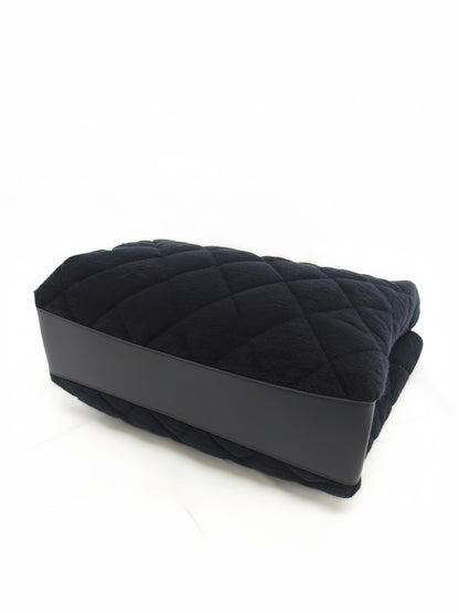 Chain Strap Quilted Black Tote