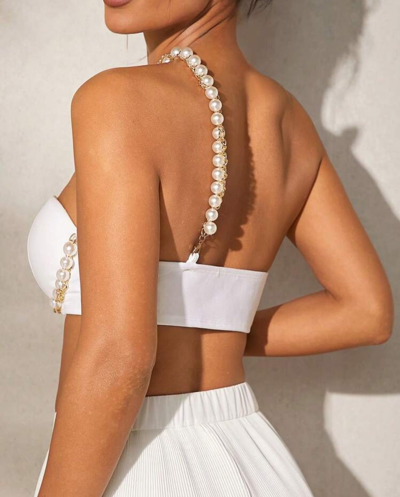 Beaded Strap Cross Crop Top