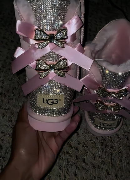 Sparkling Bow Embellished Boots