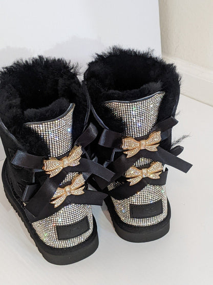 Sparkling Bow Embellished Boots