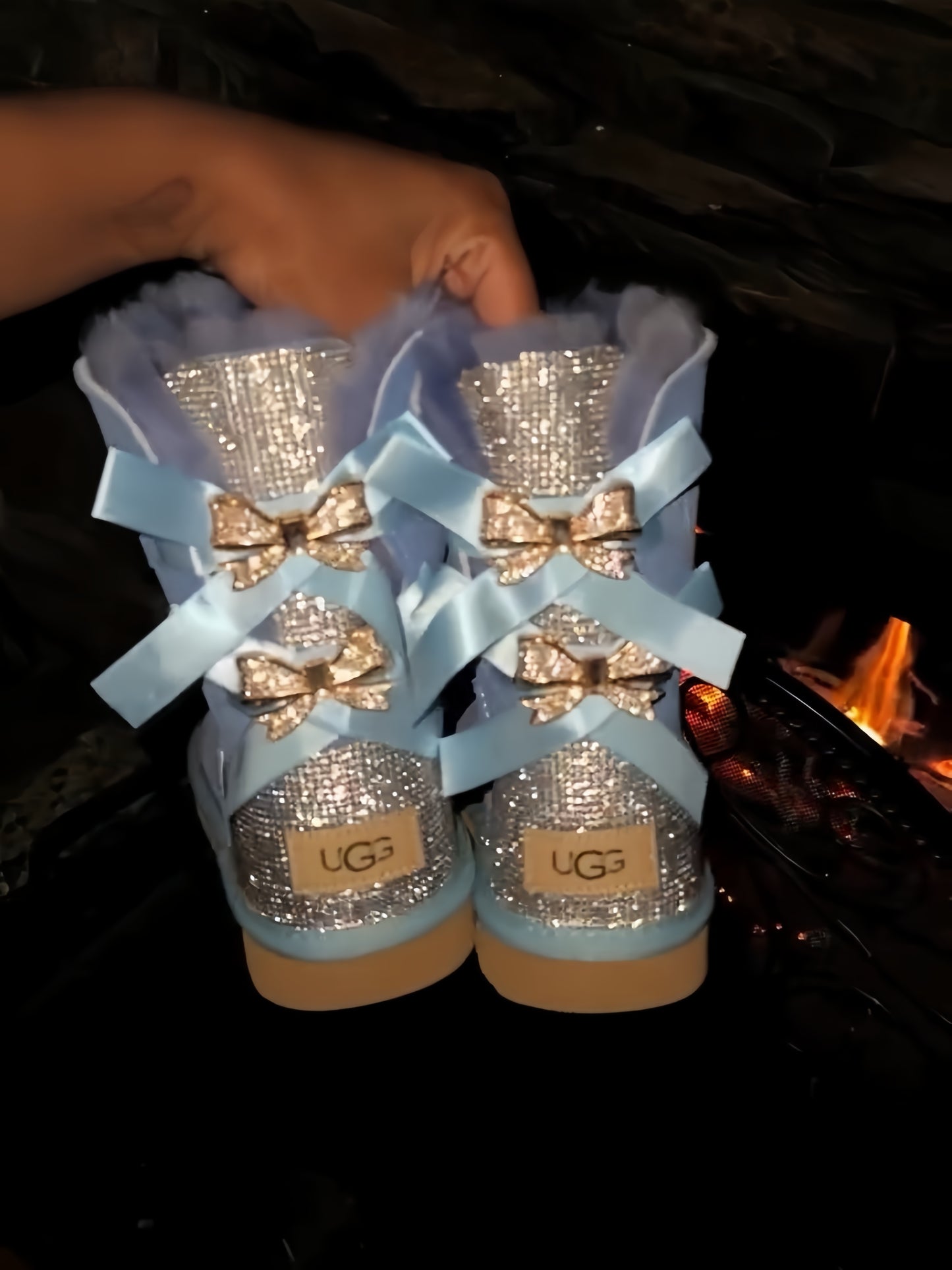 Sparkling Bow Embellished Boots