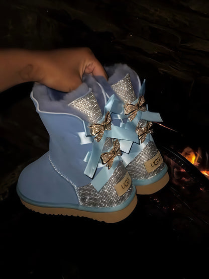 Sparkling Bow Embellished Boots