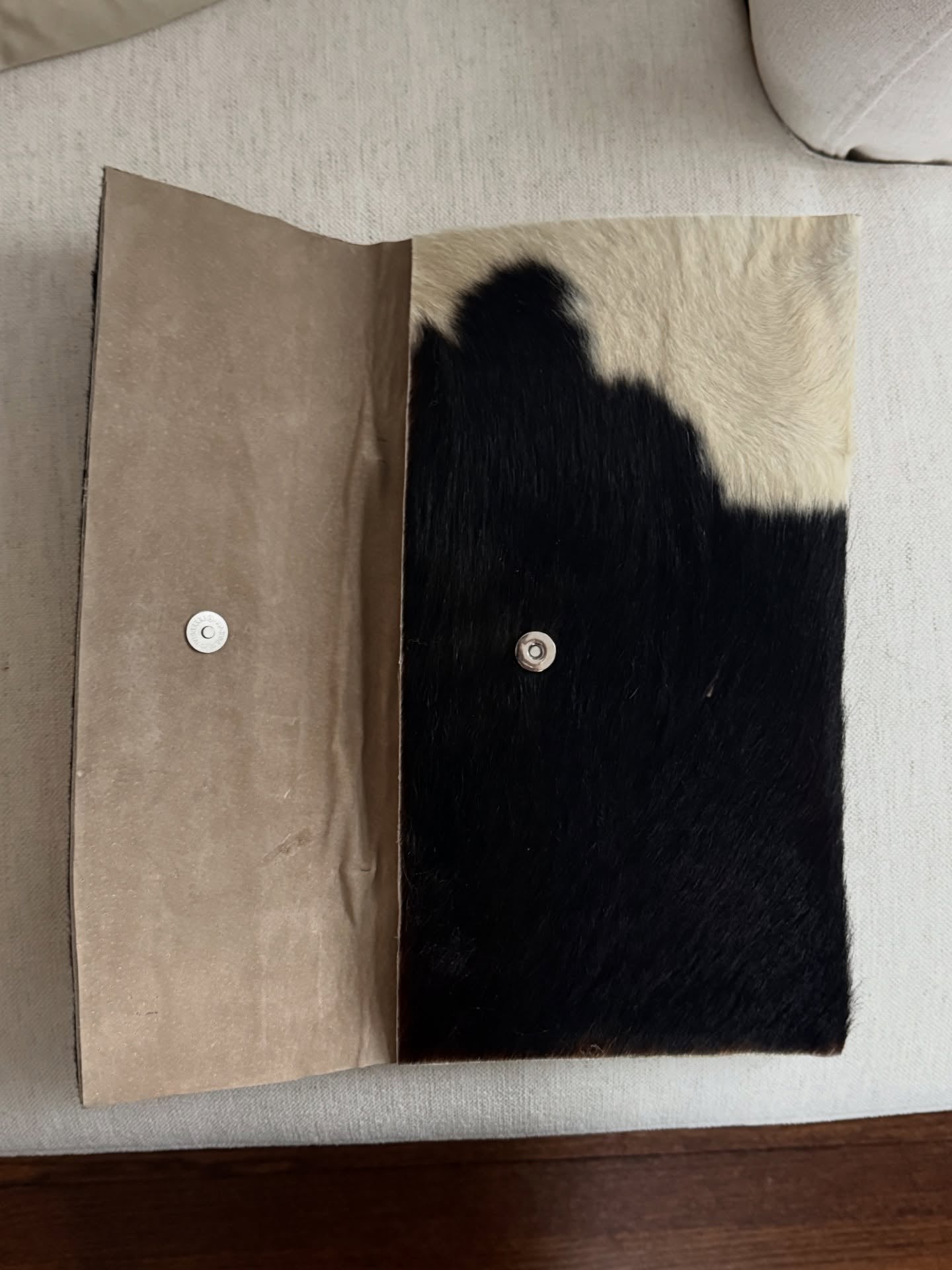 Horn Handle Cowhide Patchwork Clutch