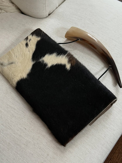 Horn Handle Cowhide Patchwork Clutch