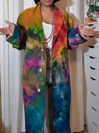 Oversized Tie-Dye Print Coat