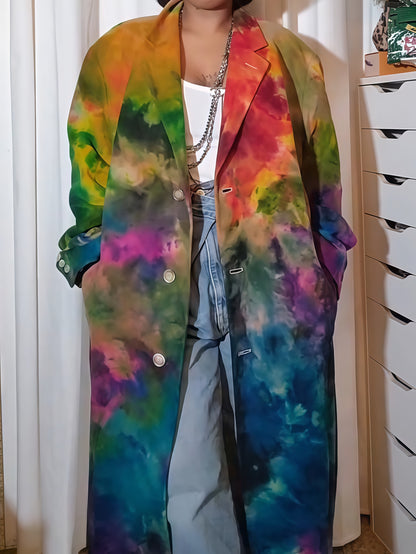 Oversized Tie-Dye Print Coat
