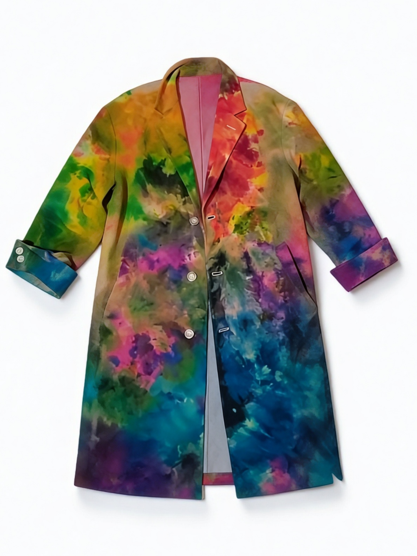 Oversized Tie-Dye Print Coat