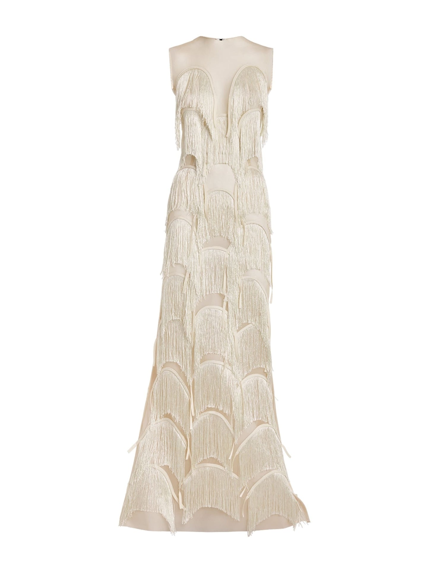 Fringe Trim Lace Overlay Dress