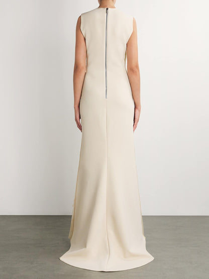 Fringe Trim Lace Overlay Dress