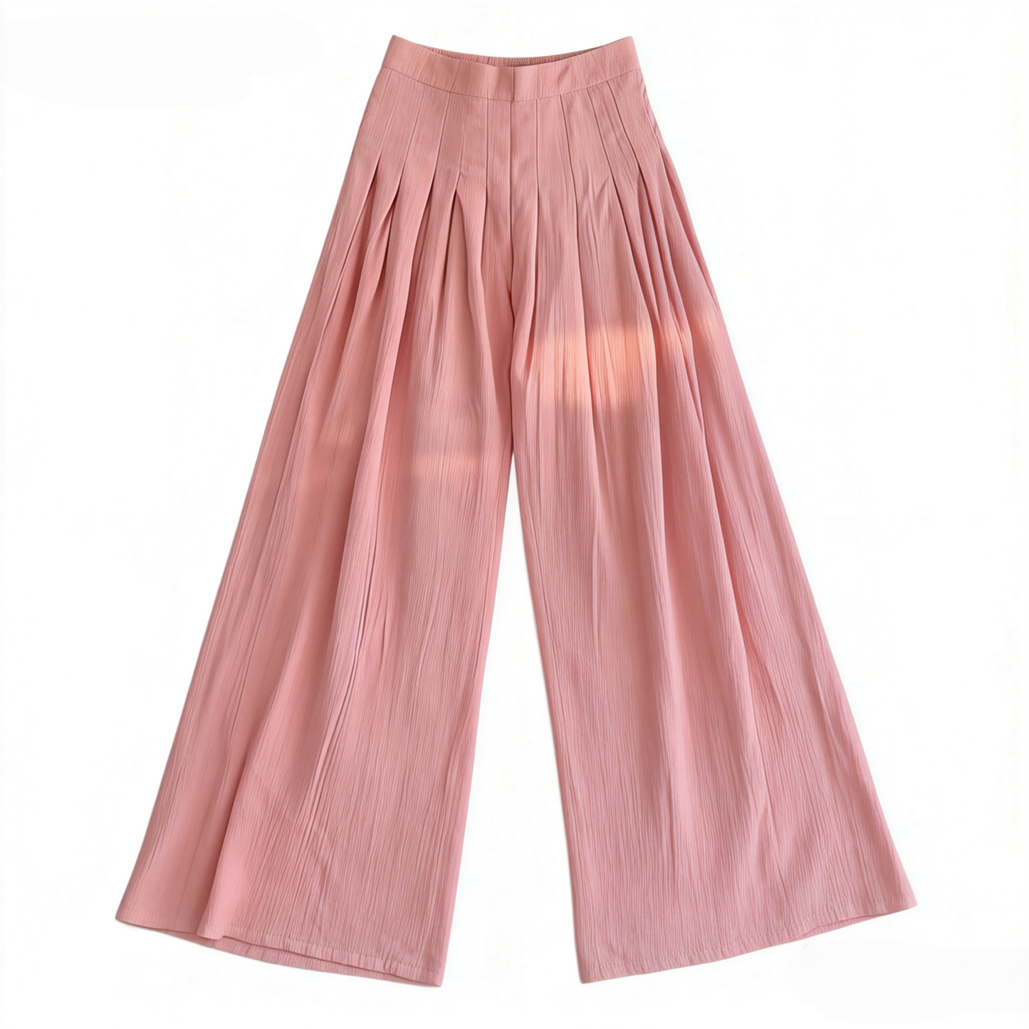 Blush Pink Wide-Leg Pleated Pants