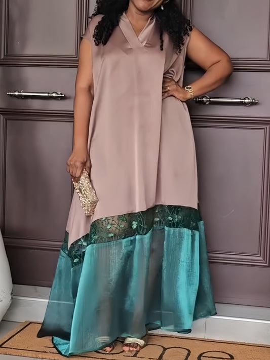 Sheer Layer Two-Tone Flow Maxi Dress