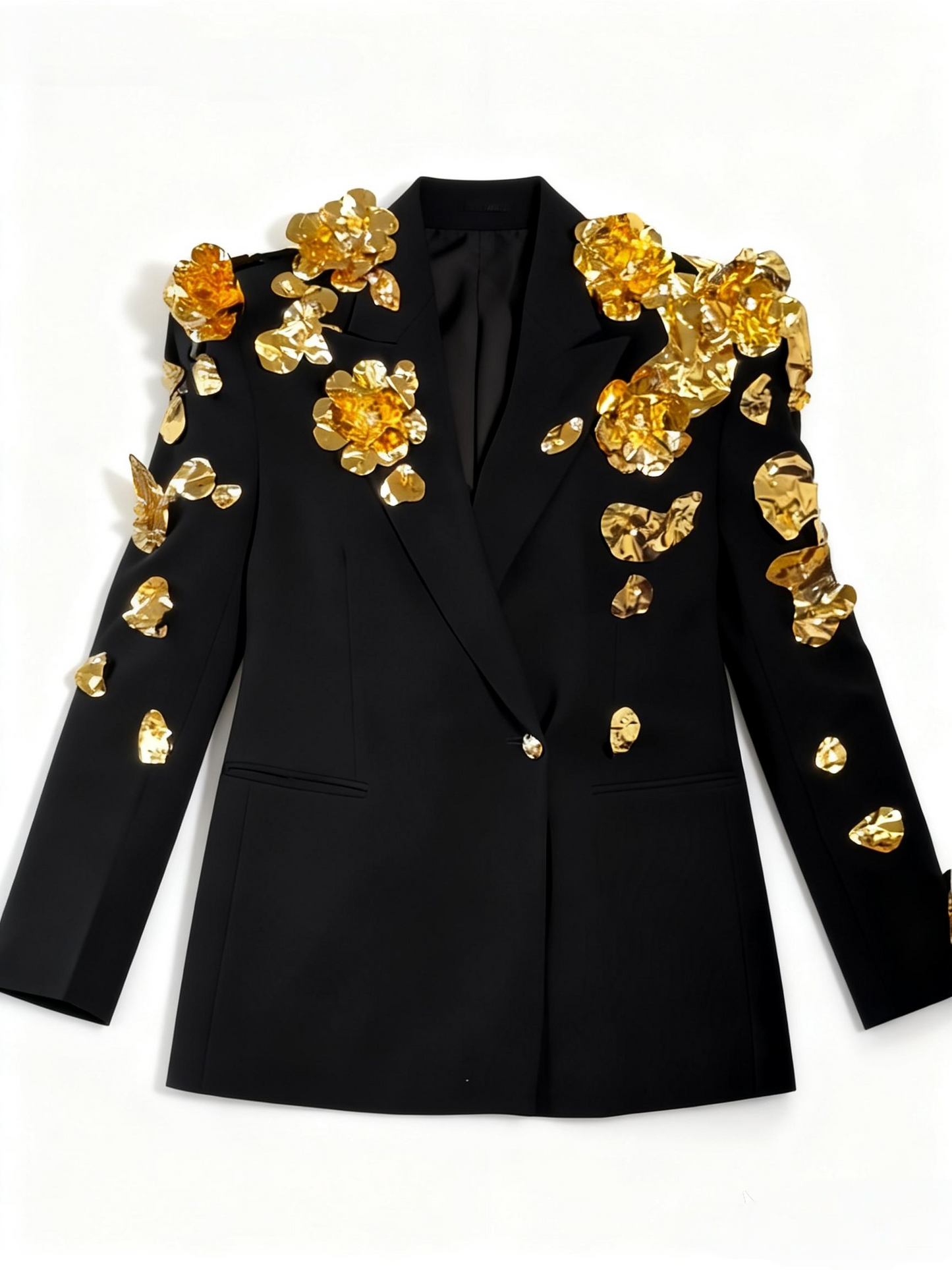 TLU Sequin Floral-Accent Blazer