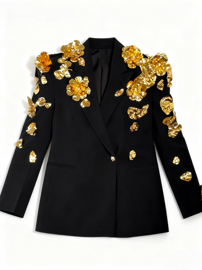 TLU Sequin Floral-Accent Blazer