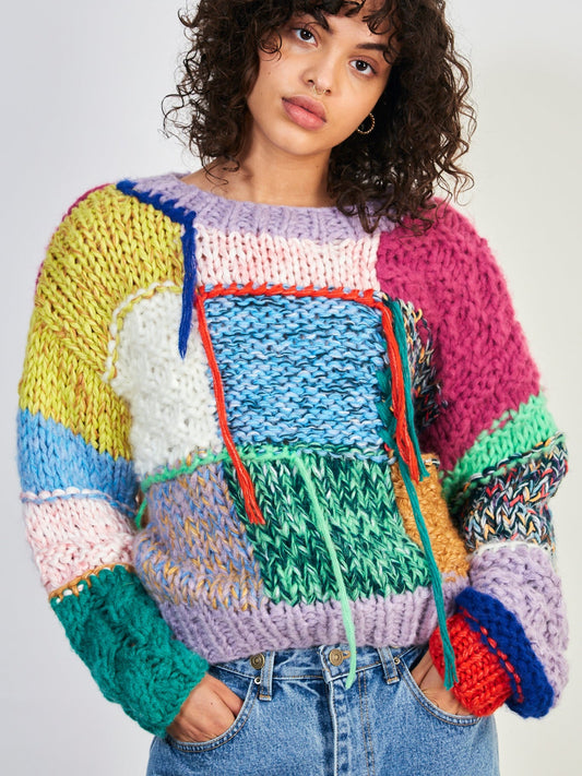 Bright Rainbow Patchwork Jumper