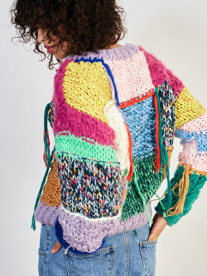 Bright Rainbow Patchwork Jumper