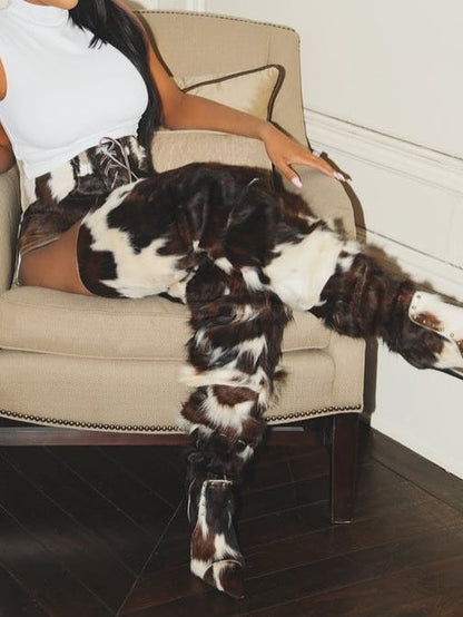 Cowhide Thigh High Boot