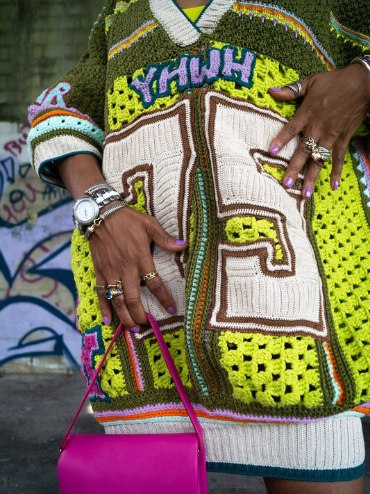 Colorful Crochet Sweater Dress
