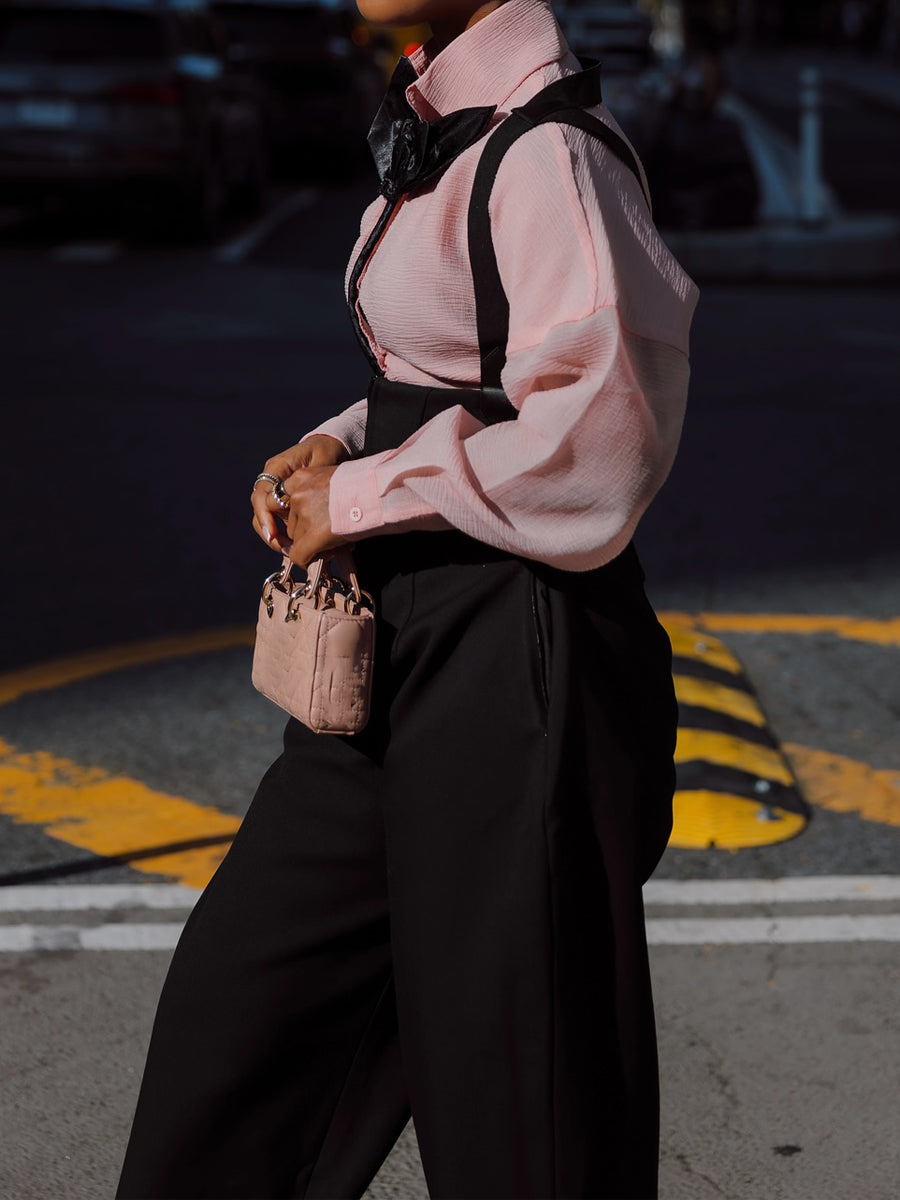 Appliques Shirt & High Waist Overalls