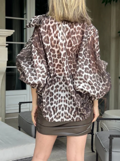 Leopard-Print Tether Loose Top