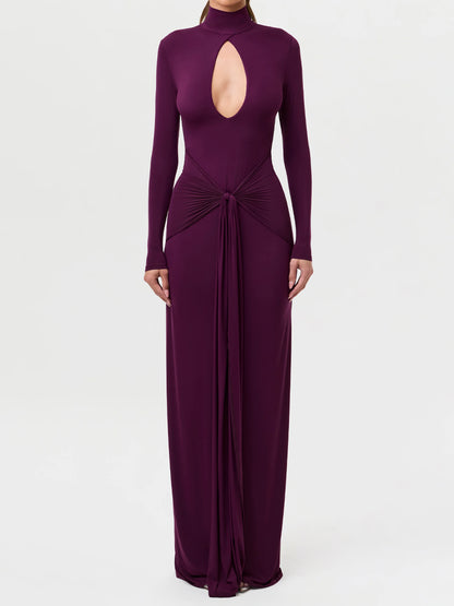 Fashion Cutout Draped Self-tie Detail Maxi Dress