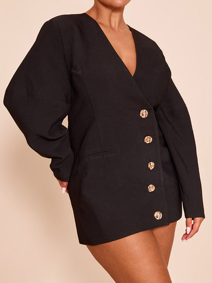 Fashion V Neck Blazer Dress