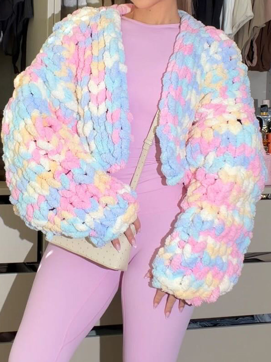 Fashion Chunky Chenille Knitted Cardigan