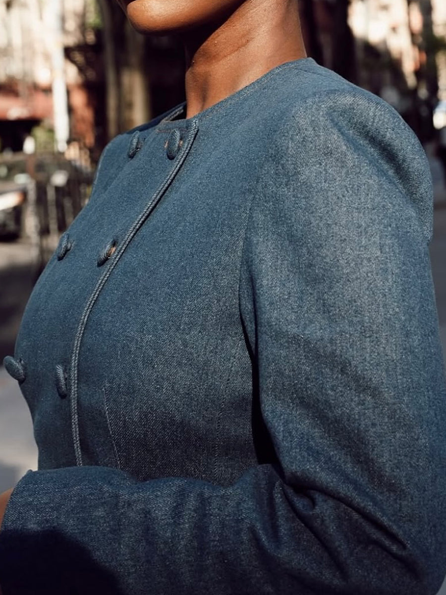 Double-breasted Denim Blazer & Flared Pants