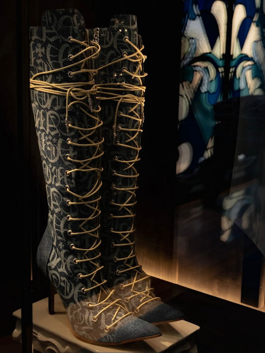 Denim Patterned Boots