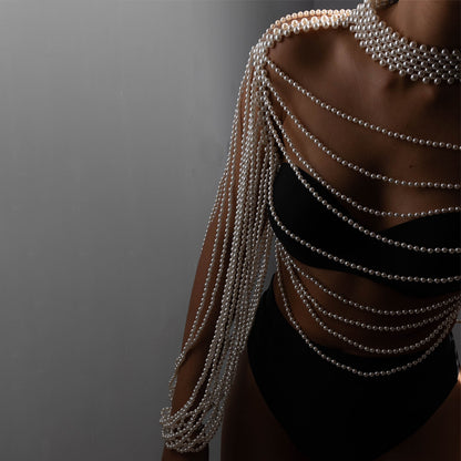 Faux Pearl Body Chain For Wedding, Dance Parties, Banquets, Fashion Show