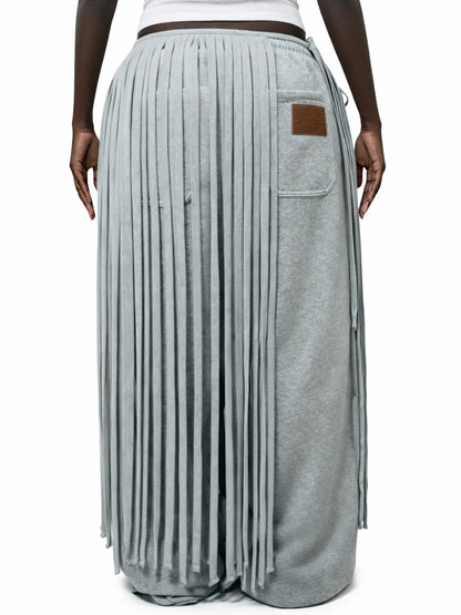 Tassel Wrap Belt Fleece-lined Pants