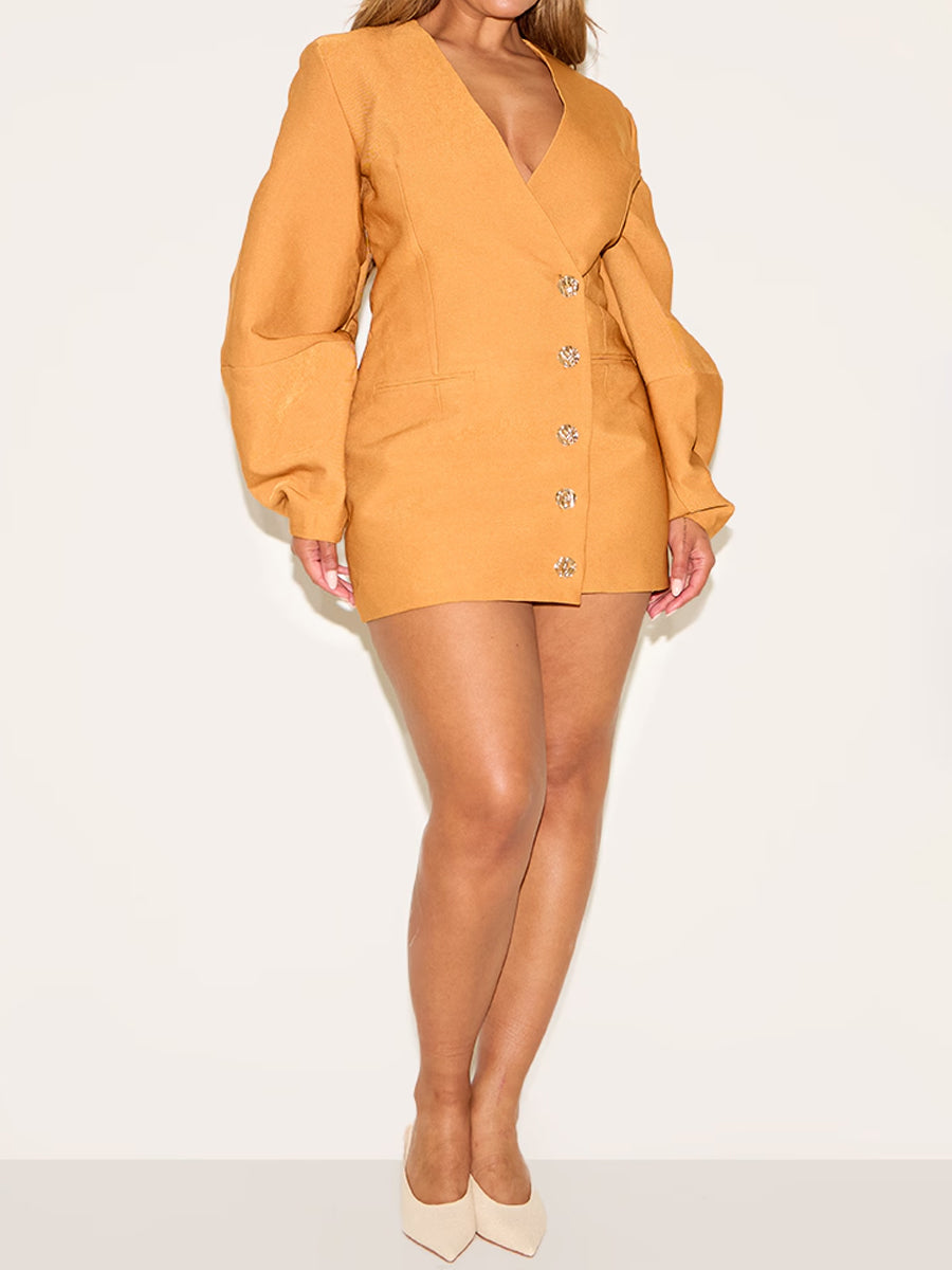 Fashion V Neck Blazer Dress