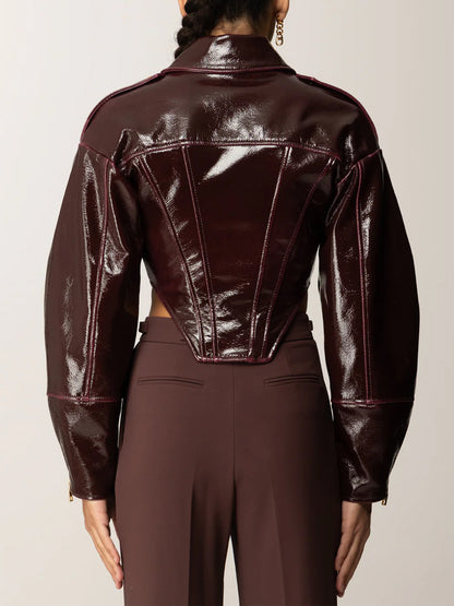 Leather Bustier Bodice Tight Fit Jacket