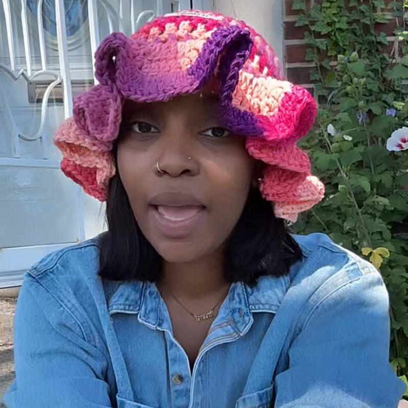 Fashion Two Strand Chunky Ruffle Hat