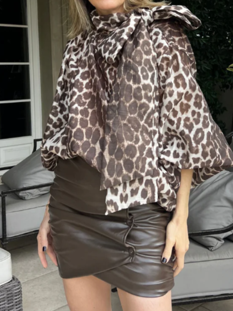 Leopard-Print Tether Loose Top